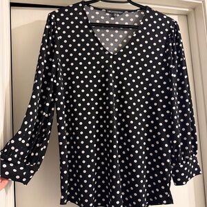 Women’s Adrianna Papell Black and White Polka Dot Blouse